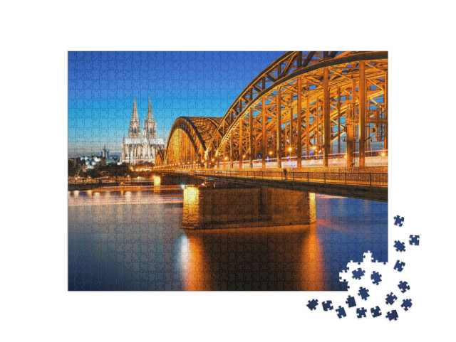 Cathedral & Hohenzollern Bridge - Cologne/Koeln, Germany... Jigsaw Puzzle with 1000 pieces