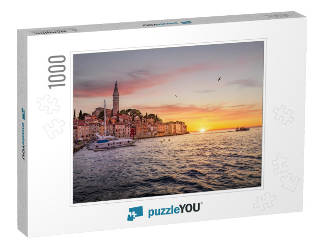 Classic View of Rovinj Old Town At Sunset, Istria, Croati... Jigsaw Puzzle with 1000 pieces