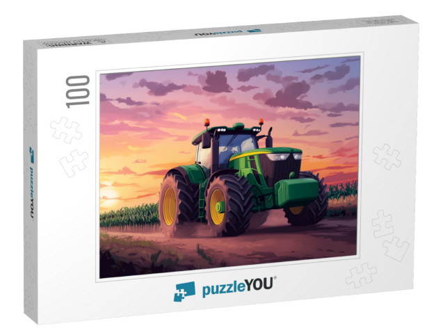 The Big Tractor Is Driving Home Jigsaw Puzzle with 100 pieces