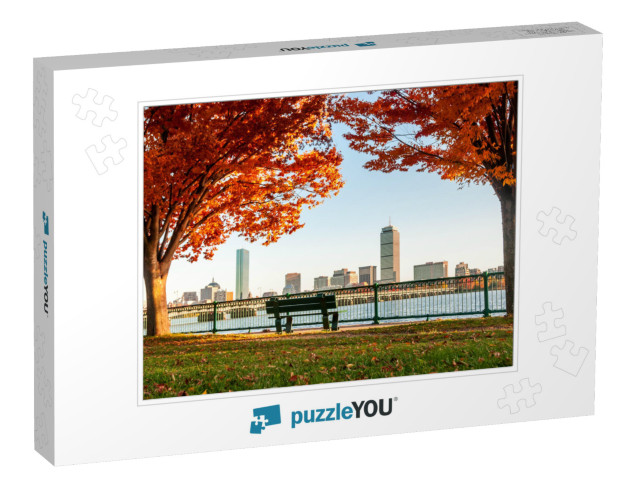 Boston Skyline in Autumn Viewed from Across the River... Jigsaw Puzzle