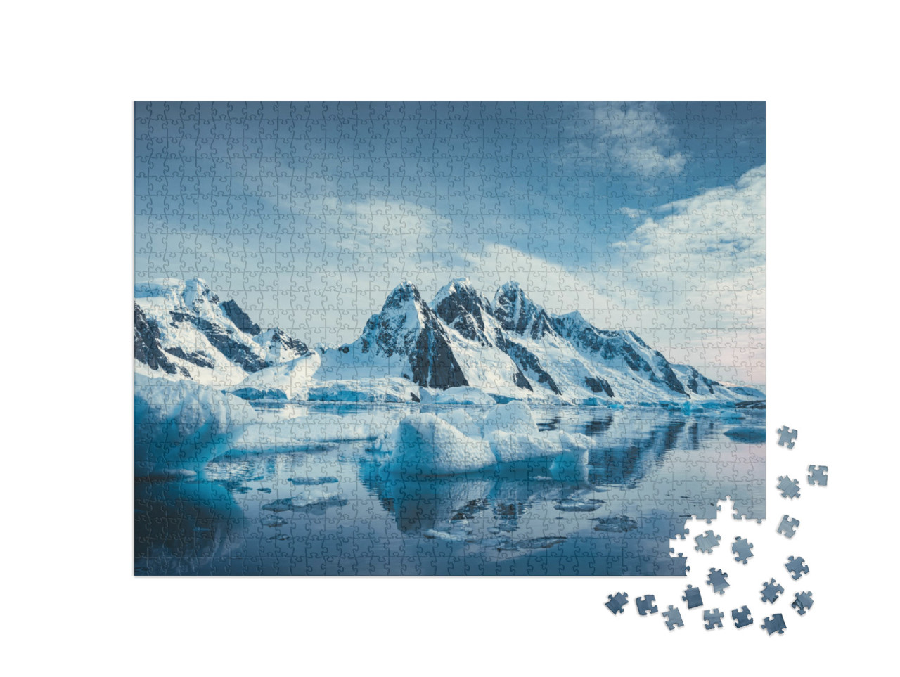 Blue Ice Covered Mountains in South Polar Ocean. Winter A... Jigsaw Puzzle with 1000 pieces