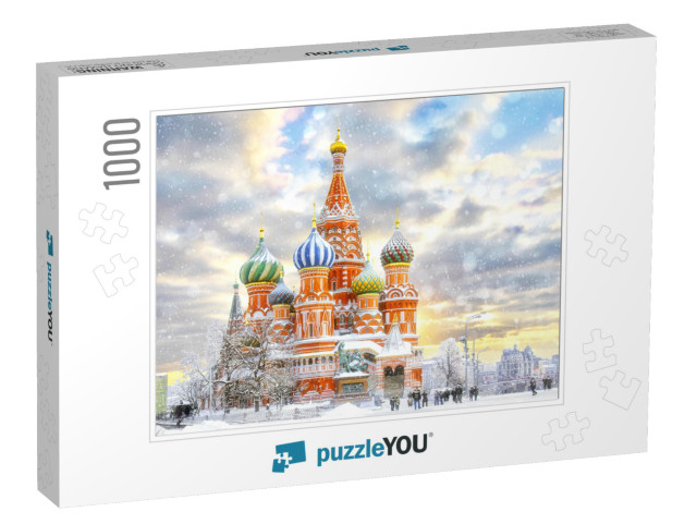 Sunny and Snowy at St. Basil's Cathedral Jigsaw Puzzle with 1000 pieces