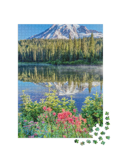 A Popular View of Mount Rainier At Reflection Lake with W... Jigsaw Puzzle with 1000 pieces