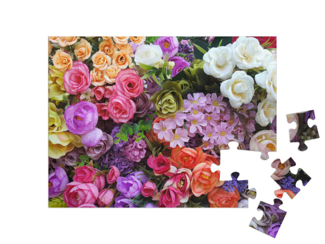 Irregularly Placed Flowers in Various Colors... Jigsaw Puzzle with 48 pieces