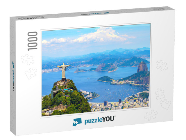 Aerial View of Rio De Janeiro with Christ Redeemer & Corc... Jigsaw Puzzle with 1000 pieces