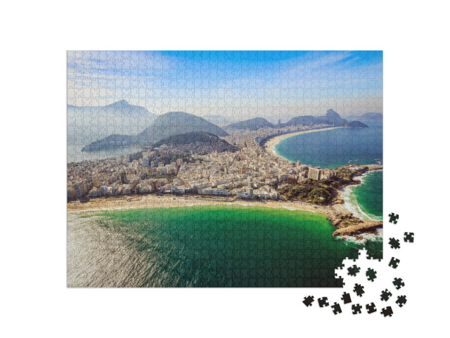 Aerial View of Famous Copacabana Beach & Ipanema Beach in... Jigsaw Puzzle with 1000 pieces