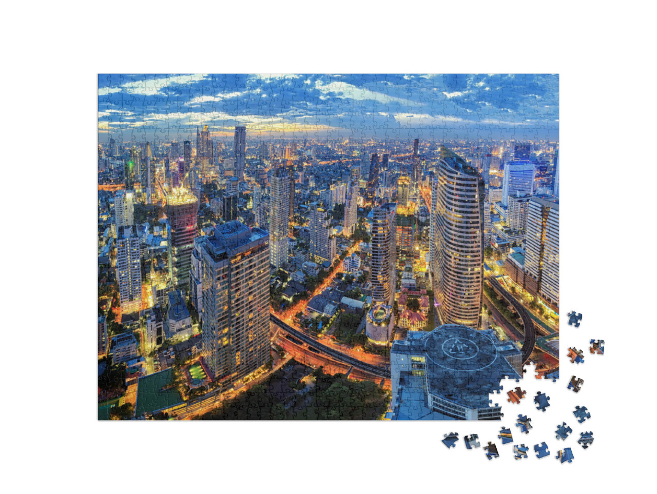 Cityscape in Middle of Bangkok, Thailand... Jigsaw Puzzle with 1000 pieces