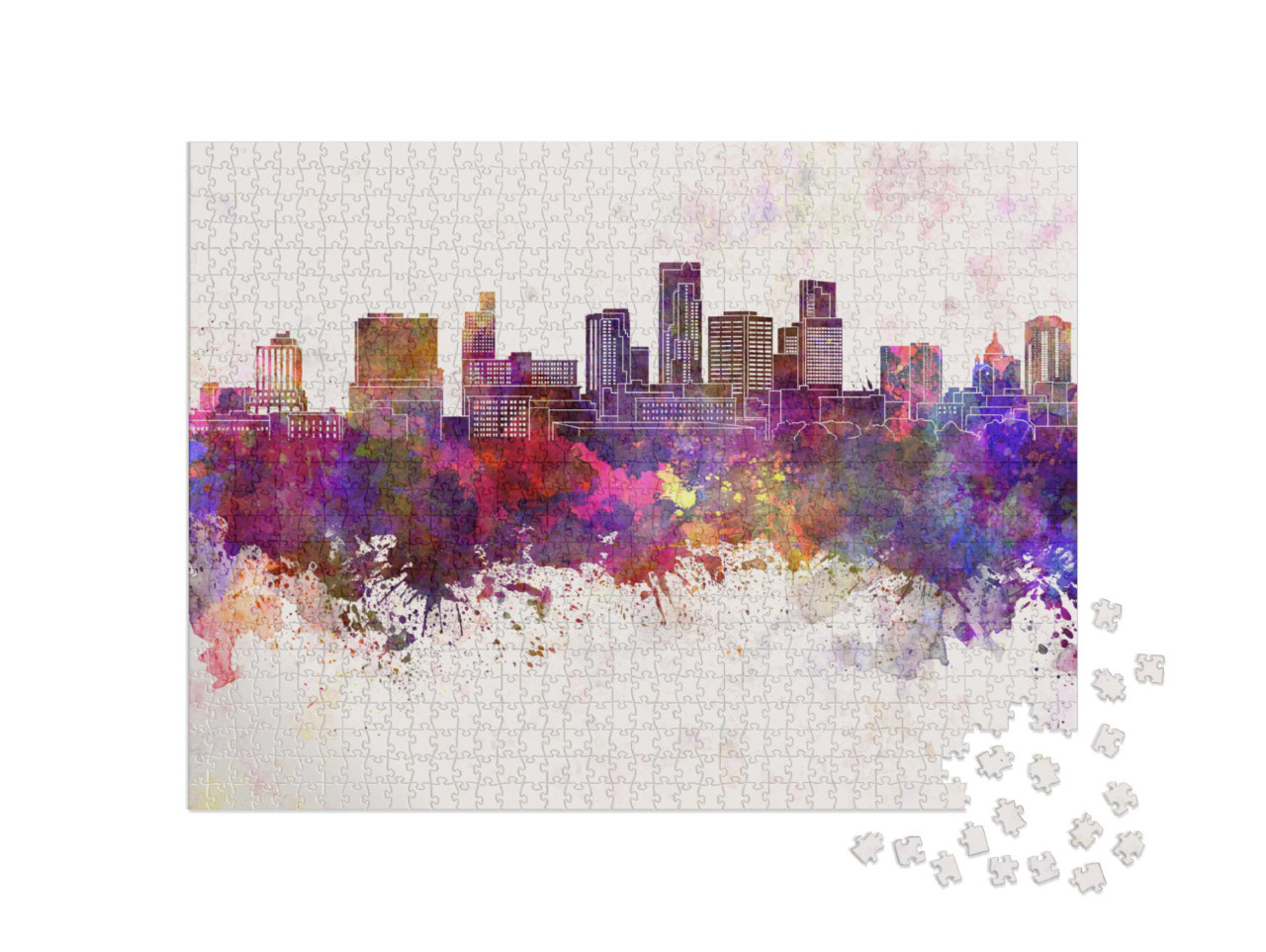 St. Paul Skyline in Watercolor Background... Jigsaw Puzzle with 1000 pieces