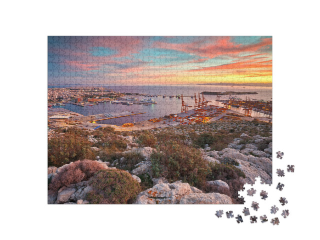 View of Piraeus Harbor in Athens from the Foothills of Ae... Jigsaw Puzzle with 1000 pieces