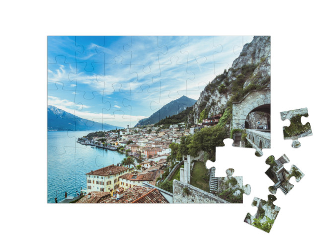 Wonderful Panorama of Limone Sul Garda. Lake Garda Italy... Jigsaw Puzzle with 48 pieces