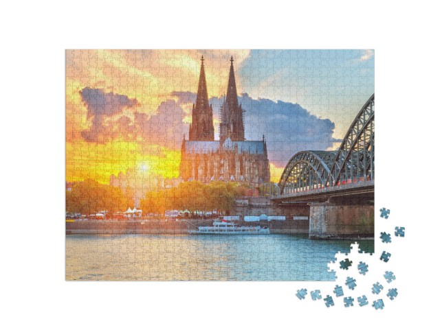 View on Cologne At Sunset... Jigsaw Puzzle with 1000 pieces