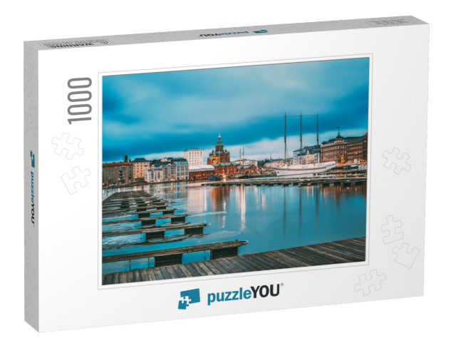 Helsinki, Finland. View of Evening City & Uspenski Cathed... Jigsaw Puzzle with 1000 pieces