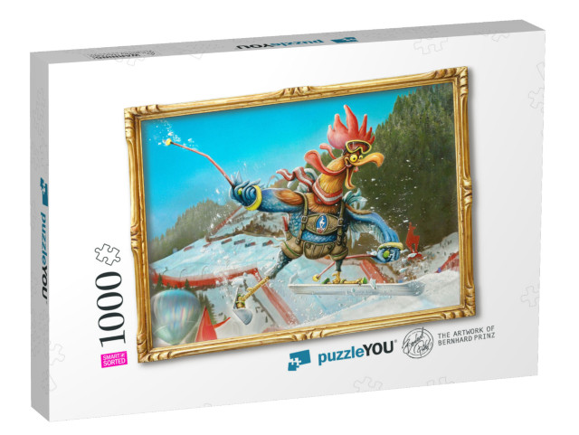 Rooster Downhill Ski Race Jigsaw Puzzle