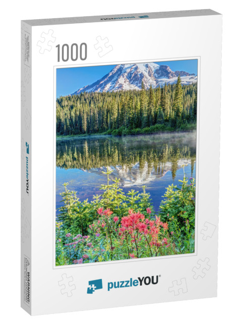 A Popular View of Mount Rainier At Reflection Lake with W... Jigsaw Puzzle with 1000 pieces