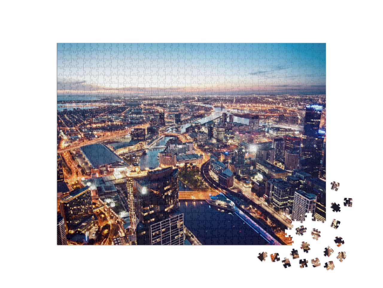 A View of Melbourne At Night, Victoria, Australia... Jigsaw Puzzle with 1000 pieces