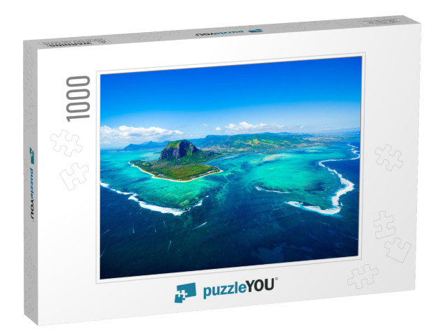 Aerial View of Mauritius Island Panorama & Famous Le Morn... Jigsaw Puzzle with 1000 pieces