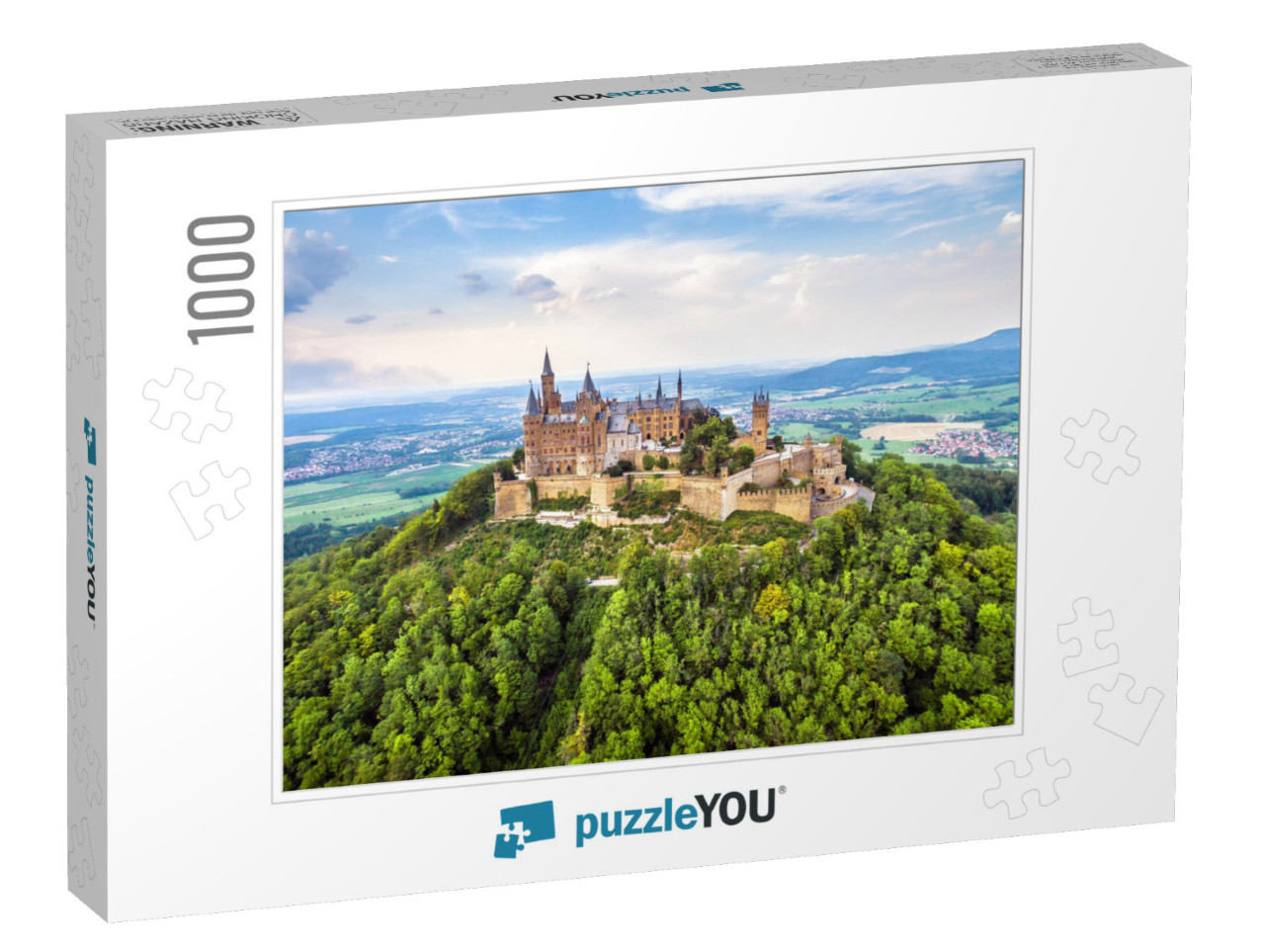 Aerial View of Hohenzollern Castle on Mountain Top, Old G... Jigsaw Puzzle with 1000 pieces