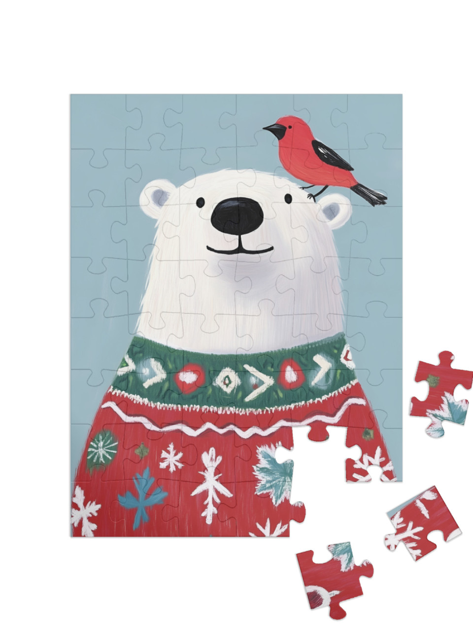 Mr. Polar Bear and His Friend Are Looking Forward to the Party Jigsaw Puzzle with 48 pieces