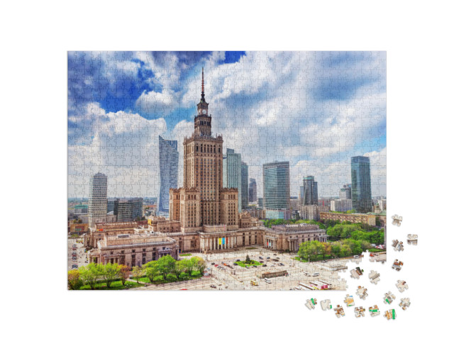 Warsaw, Poland. Aerial View Palace of Culture & Science &... Jigsaw Puzzle with 1000 pieces