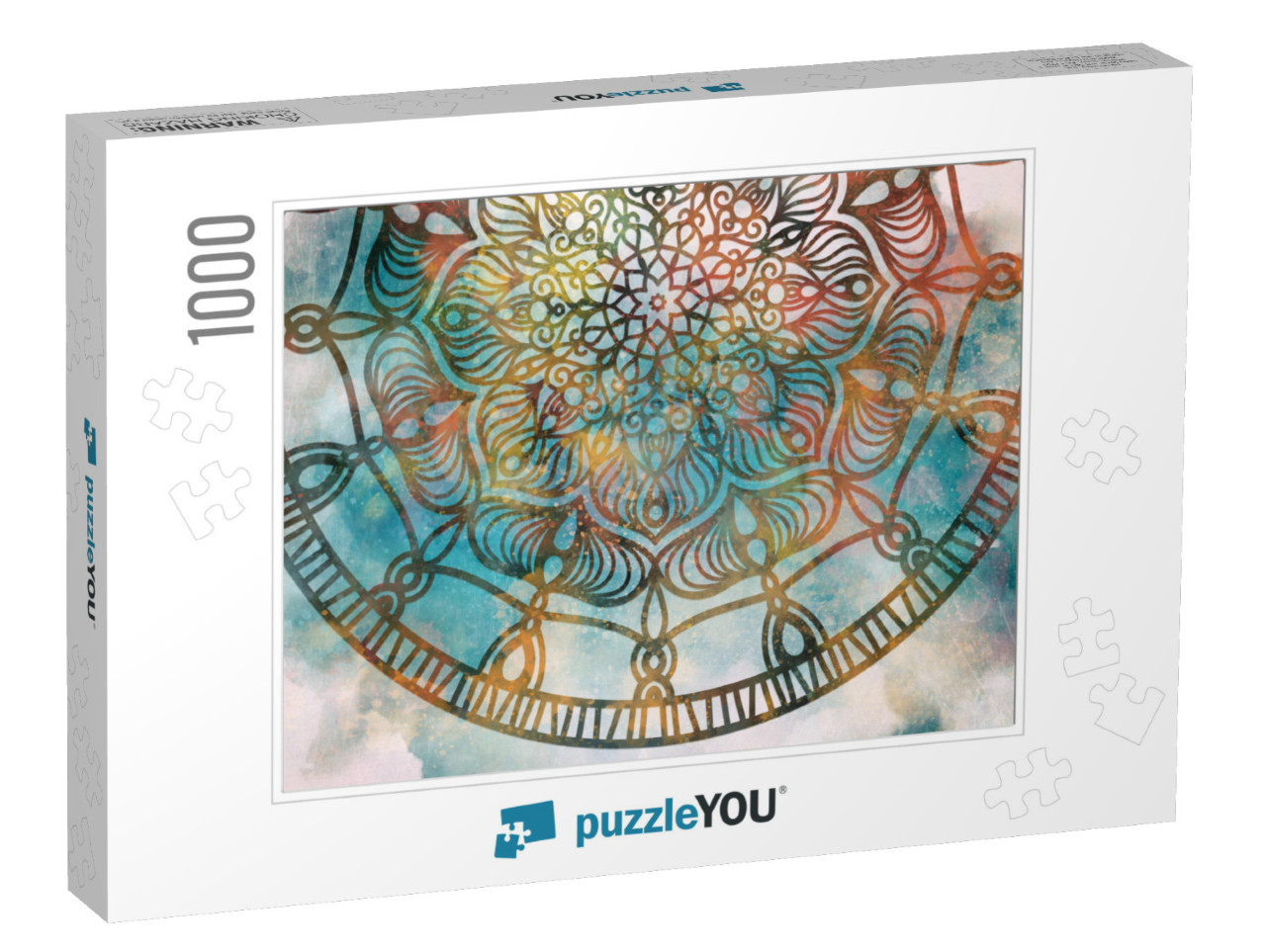 Abstract Mandala Graphic Design & Watercolor Digital Art... Jigsaw Puzzle with 1000 pieces