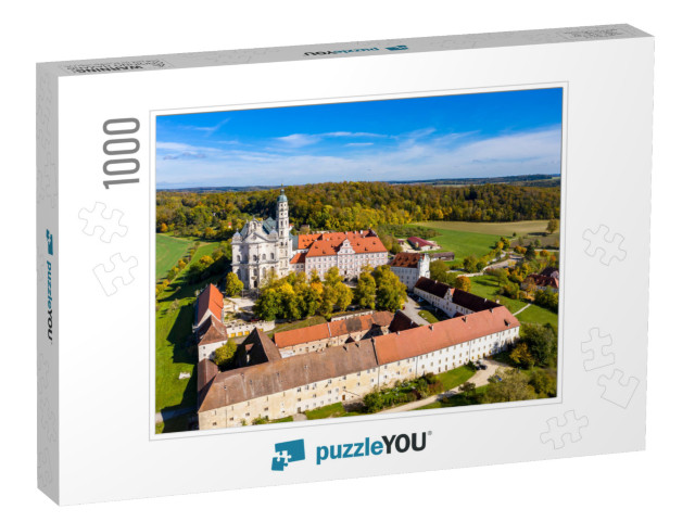 Aerial View Benedictine Monastery, Neresheim Abbey, Neres... Jigsaw Puzzle with 1000 pieces