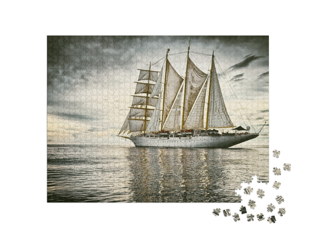 Sailing. Yachting. Sailing Ship. Toned Image & Blur. Retr... Jigsaw Puzzle with 1000 pieces