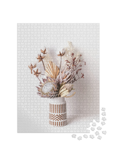 Beautiful Dried Flower Arrangement in a Stylish Ceramic W... Jigsaw Puzzle with 1000 pieces