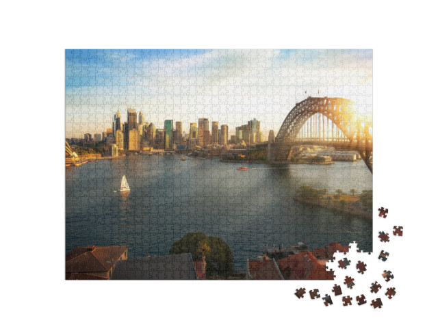 Panorama of Sydney Harbor & Bridge in Sydney City, New So... Jigsaw Puzzle with 1000 pieces