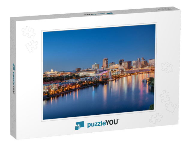 St. Paul, Minnesota Night Skyline Along the Mississippi R... Jigsaw Puzzle