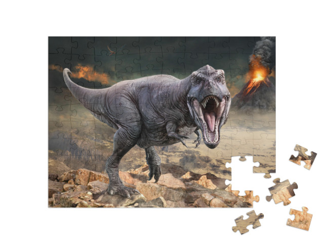 Tyrannosaurus Rex Scene 3D Illustration... Jigsaw Puzzle with 100 pieces