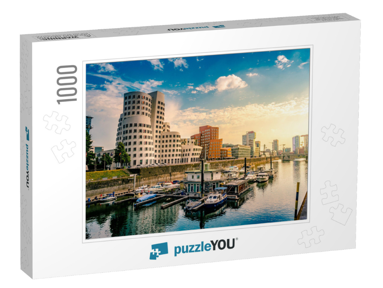 Looking At Media Harbor At Rhine-River in Dusseldorf in G... Jigsaw Puzzle with 1000 pieces