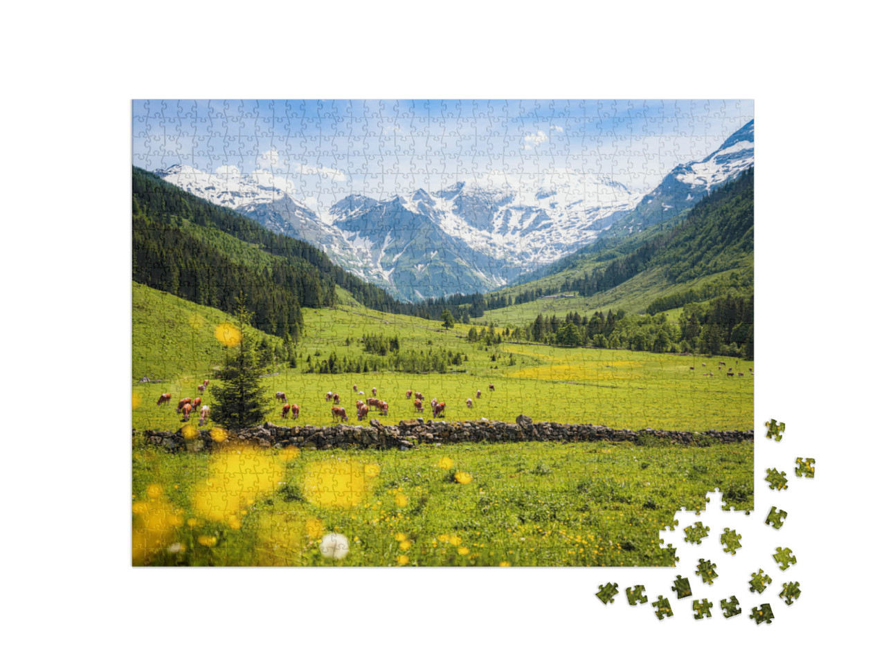 Beautiful Panoramic View of Rural Alpine Landscape with C... Jigsaw Puzzle with 1000 pieces