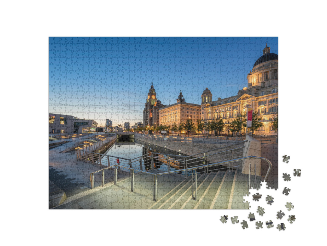 The Three Graces on Liverpools Pier Head Waterfront... Jigsaw Puzzle with 1000 pieces