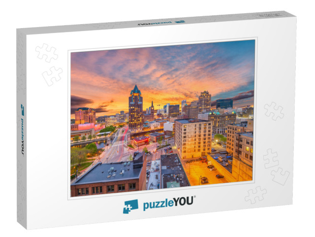 Milwaukee, Wisconsin, USA Downtown Skyline At Dusk... Jigsaw Puzzle