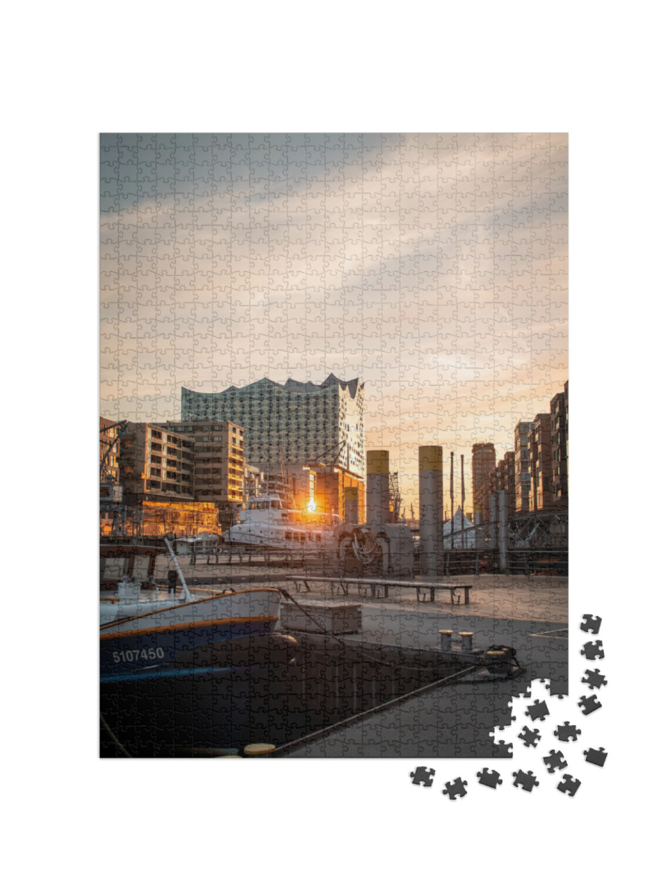 Elbphilharmonie Reflecting Light of the Sunset Taking Pla... Jigsaw Puzzle with 1000 pieces