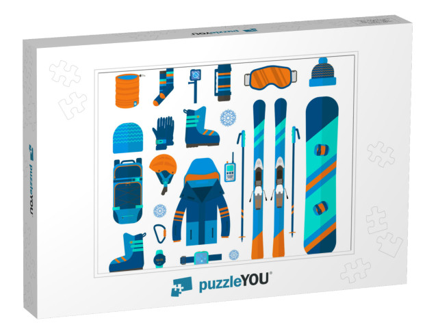 Winter sport icons collection. Skiing and snowboar Jigsaw Puzzle