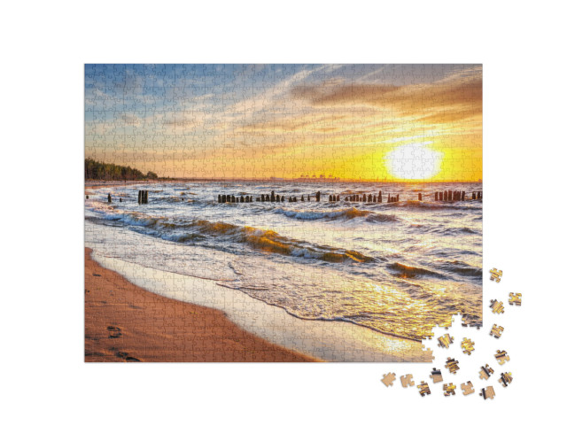 Sunset on the Beach At Baltic Sea in Poland... Jigsaw Puzzle with 1000 pieces