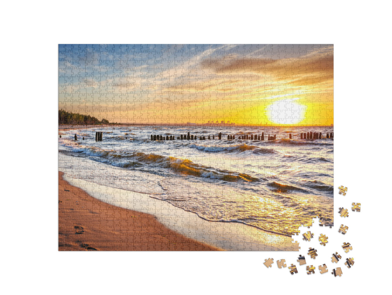 Sunset on the Beach At Baltic Sea in Poland... Jigsaw Puzzle with 1000 pieces