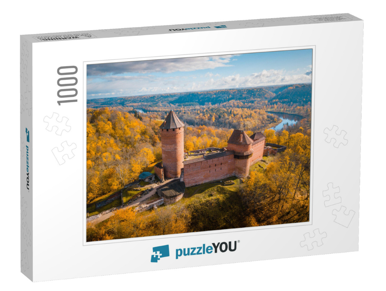 Amazing Aerial View Over the Turaida Castle During Golden... Jigsaw Puzzle with 1000 pieces