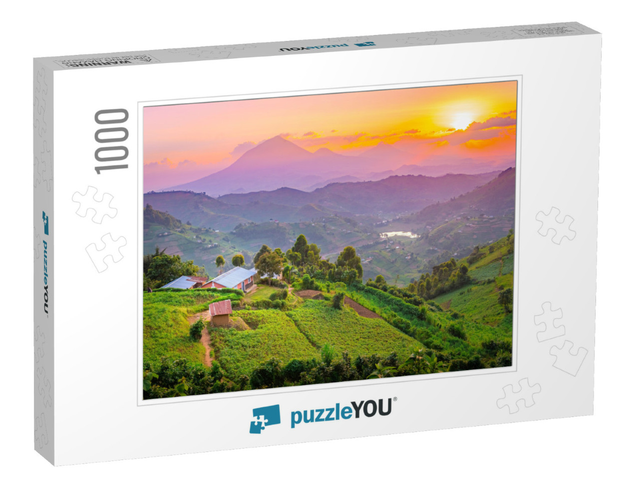 Kisoro Uganda Beautiful Sunset Over Mountains & Hills of... Jigsaw Puzzle with 1000 pieces