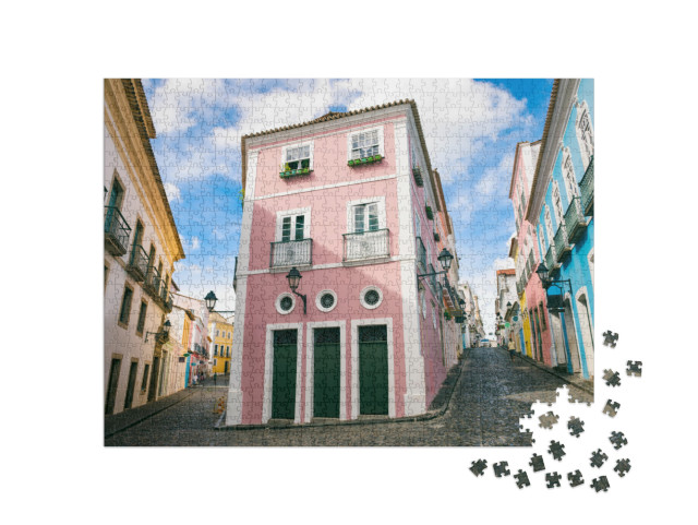 Scenic Daytime View of Narrow Cobblestone Streets Lined w... Jigsaw Puzzle with 1000 pieces