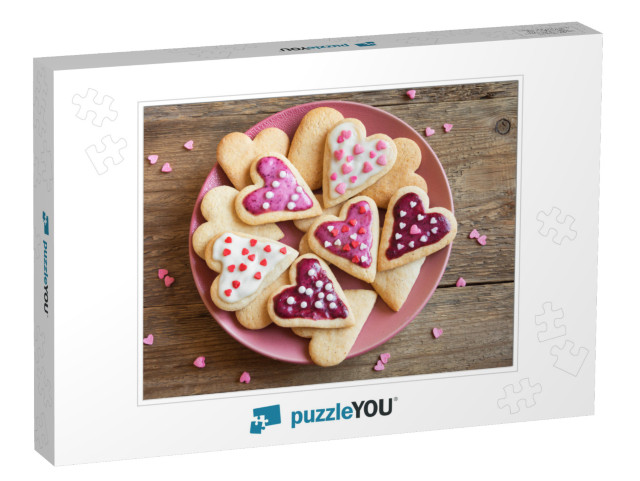 Glazed Heart Shaped Cookies for Valentines Day - Deliciou... Jigsaw Puzzle