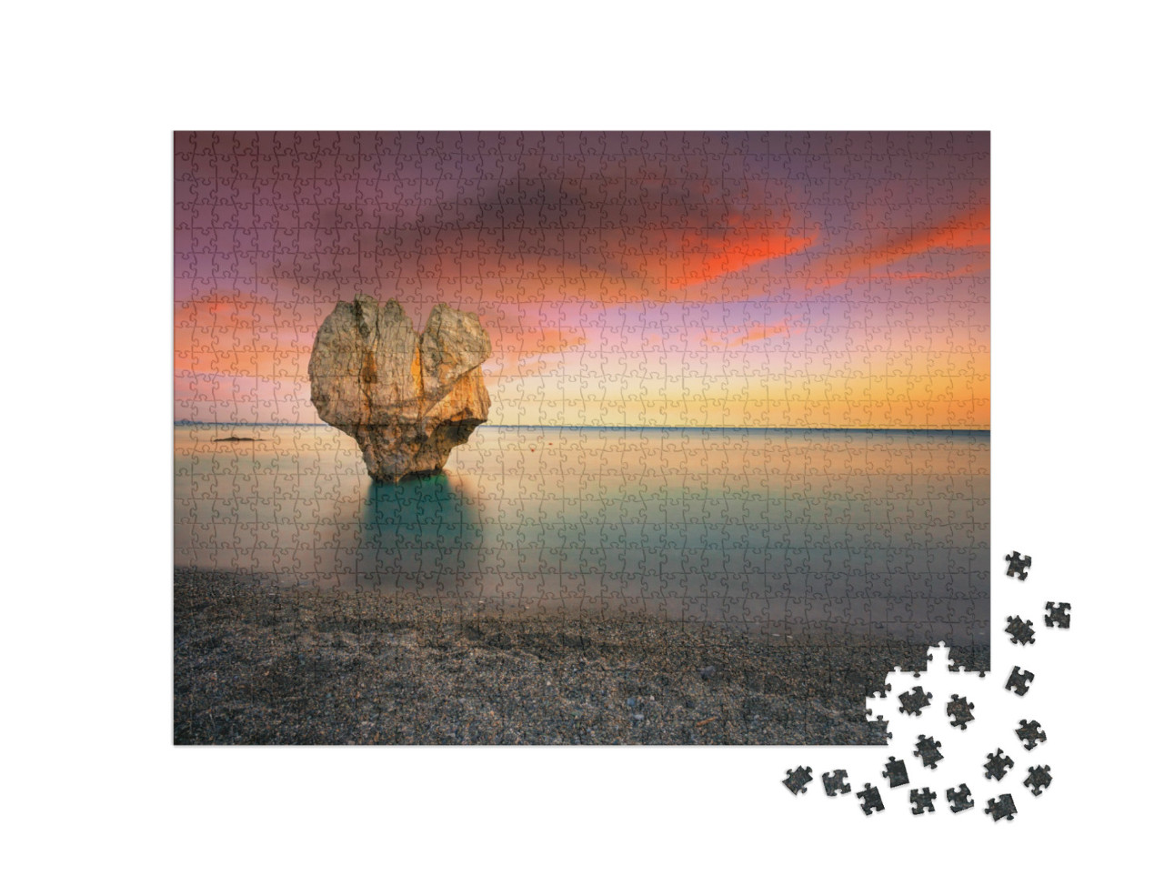 Lonely Rock Sculpture At the Shape of Heart, Preveli, Cre... Jigsaw Puzzle with 1000 pieces