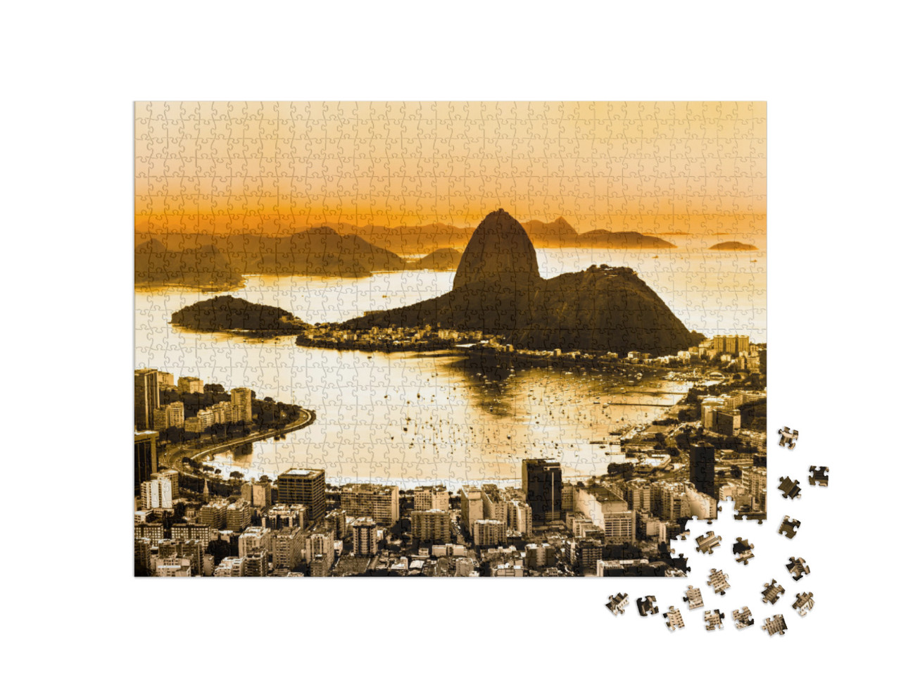 Rio De Janeiro, Brazil. Suggar Loaf & Botafogo Beach View... Jigsaw Puzzle with 1000 pieces