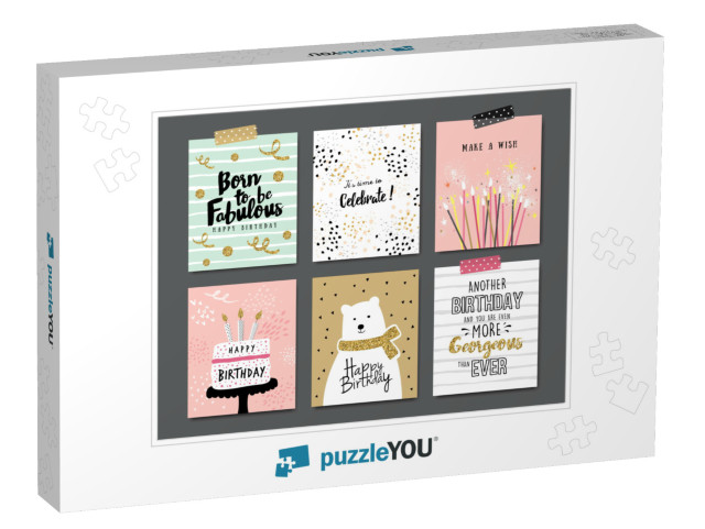 Set of Birthday Greeting Cards Design... Jigsaw Puzzle