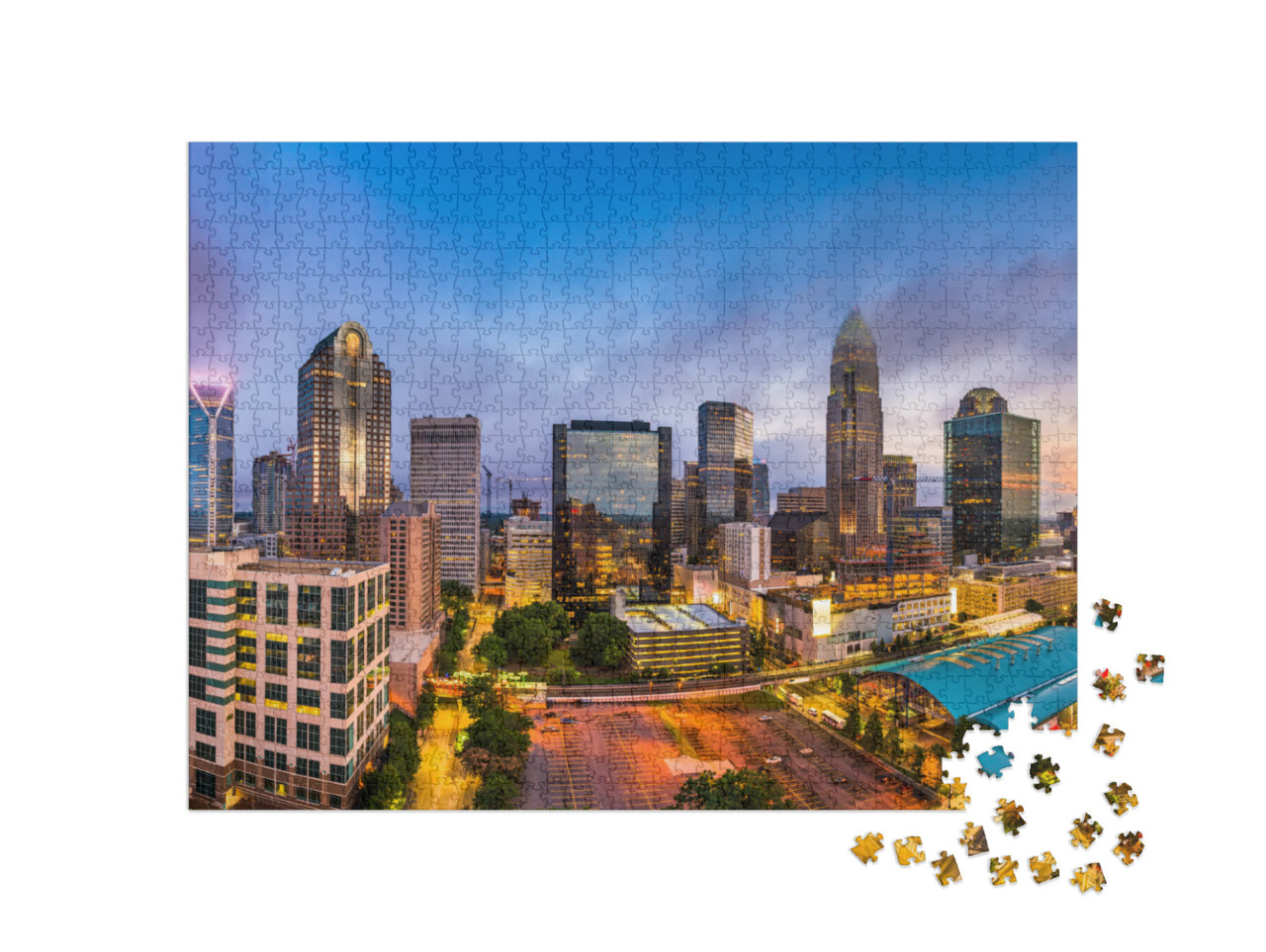 Charlotte, North Carolina, USA Uptown Skyline Panorama... Jigsaw Puzzle with 1000 pieces