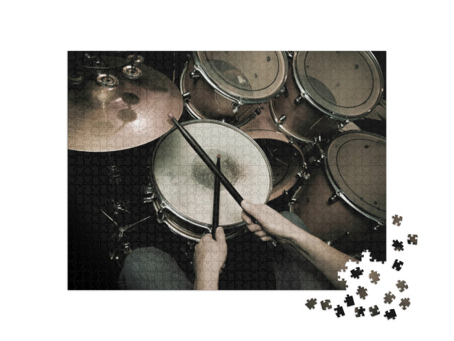 The Drummer in Action. a Photo Close Up Process Play on a... Jigsaw Puzzle with 1000 pieces