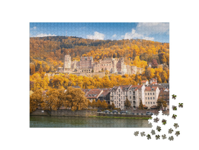 The Ruin of Heidelberg Castle or Schloss, Germany in Autu... Jigsaw Puzzle with 1000 pieces