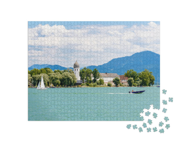 Fraueninsel, Frauenchiemsee on Lake Chiemsee with Boat, S... Jigsaw Puzzle with 1000 pieces