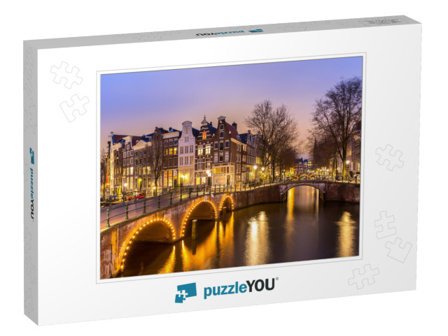 Amsterdam Canals West Side At Dusk Netherlands... Jigsaw Puzzle